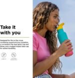 Klean Kanteen Rise Classic Insulated Water Bottle - Keep Drinks Cold for 42 Hours - Stainless Steel - Insulated Water Bottle - Leakproof - Flip Seal Sport Cap - 16 oz - Turquoise Kaleidoscope - Image 4