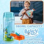 Bluey Kids Water Bottle with Straw 20 oz BPA Free Leak Proof Plastic Drink Bottle for Preschool Travel Sports Reusable Waterbottle Gifts for Kids - Image 4