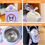 Woskailly Cute Stainless Steel Water Bottle with Portable Stylish Perfect Sport Set, Vacuum Insulated Bottles 24.6oz (Pink) - Image 6