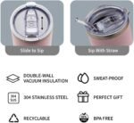 20oz Thermal Coffee Cup,Insulated Mug,Portable To Go Cup with Lid and Straw, Stainless Steel Water Travel Tumbler for Cold&Hot Drinks/Matcha/Juice,Christmas/New Year/Birthday Gifts (Pink) - Image 4