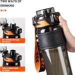 TKK Sports Water Bottles with Removable Straw 34 oz Leak-proof Flip Top Lid BPA Free Tritan Bottles with Strap for School, Fitness, Gym, Outdoor, Black - Image 4