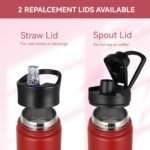HASLE OUTFITTERS Insulated Water Bottle Kids 16 oz Double Wall Vacuum Stainless Steel Water Bottle Leak Proof for School Wide Mouth with Straw Lid & Spout Lid Keeps Cold and Hot(Red,1pack) - Image 6