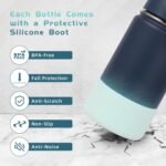 Volhoply 14oz KIds Stainless Steel Insulated Leakproof Water Bottle with Straw Lid and Silicone Boot,BPA-Free Easy Use for Boys&Girls,Double Wall Vacuum Bottles(Blue Green,1) - Image 3