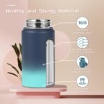 Volhoply 14oz KIds Stainless Steel Insulated Leakproof Water Bottle with Straw Lid and Silicone Boot,BPA-Free Easy Use for Boys&Girls,Double Wall Vacuum Bottles(Blue Green,1) - Image 4