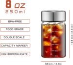 Danmu Glass Juice Bottles with Lids 8oz,Juicing Bottles Reusable Glass 100% Leakproof for Juicing,Water,Kombucha,Milk,Milkshake,Coffee,Borosilicate Glass,6 Pack,Dishwasher Safe,Microwave Safe - Image 3