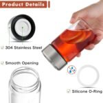 Danmu Glass Juice Bottles with Lids 8oz,Juicing Bottles Reusable Glass 100% Leakproof for Juicing,Water,Kombucha,Milk,Milkshake,Coffee,Borosilicate Glass,6 Pack,Dishwasher Safe,Microwave Safe - Image 5