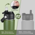Fijinhom 18oz Insulated Stainless Steel Water Bottle, Wide Mouth Double Wall Vacuum, Silicone Straw, Sweat & Leak Proof, BPA Free Insulated Water Flask for Travel, Keep Cold 24h Hot 12h, Green - Image 5