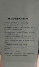 KUNHANG Collapsible Travel Water Bottle18oz, Reuseable Silicone Foldable Water Bottles for Gym Camping Hiking, Portable Leak Proof Sports Water Bottle with rugby Carabiner (Dark gray) - Image 3