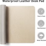 Aothia Non-Slip PU Leather Waterproof Laptop Desk Pad Protector, Blotter Mat, Writing and Mouse Pad for Office & Home, Beige, 23.6" x 13.7" - Image 5