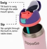 SippaGo Insulated Tumblers 24oz With Silicone Boot Included – Water Bottle Stainless Steel Double Wall Vacuum Flask with Straw Lid – Leak Proof Water Bottles - Image 5