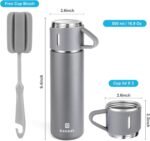 Stainless Steel Thermo 500ml/16.9oz Vacuum Insulated Bottle with Cup for Coffee Hot drink and Cold drink water flask.(Gray,Set) - Image 4
