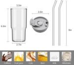 23oz/680ml Glass Tumbler with Straw and Lid - Matcha Leak-Proof Portable Travel Water Glass Cup for Smoothies, Iced Coffee,Matcha and Cold Beverages - Durable and Eco-Friendly (Greywith Sleeve) - Image 5