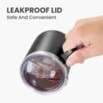 MEWAY 12oz Coffee Mug With Handle and Sliding Lid,Stainless Steel Travel Tumbler Cup with Handle,Double Wall Vacuum Insulated Camping Cup for Hot & Cold Drinks Tea (Black,Set of 1 - Image 6