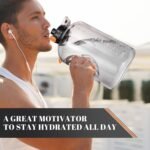 Feeljuly 64 OZ Water Bottle with Straw, Half Gallon Water Bottle Times to Drink, Reusable Leak Proof Water Jug Handle with Strap, 2 Lids BPA Free for Fitness Gym Camping (Grey, 64 Ounces) - Image 7