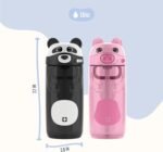 Ello Ellies 16oz Plastic Kids Water Bottle with Straw and Built-in Carrying Handle and Leak-Proof Locking Lid for School backpack, Lunchbox and Outdoor Sports, Panda - Image 4