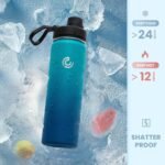 Sports Water Bottle 22oz, Insulated Water Bottle with Handle,Stainless Steel,Simple Modern,Suitable for Travel, School, Boy, Girl(Dark Night) - Image 5