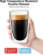 LUXU 16 Oz Double Walled Glass Coffee Mugs, 4-Pack Premium Coffee Cups, Double Wall Insulated, Perfect for Cappuccino, Espresso, Hot Beverage - Image 5