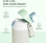 POWCAN 24 oz Steel Insulated Water Bottle: 2-in-1 Push-Button Spout & Flip Straw Lid, Leakproof, Cold 24 Hrs, Fits Car Cup Holder, Reusable Metal Sports Bottle for Travel, Gym, School (Icy Drift) - Image 3