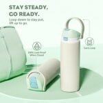 POWCAN 24 oz Steel Insulated Water Bottle: 2-in-1 Push-Button Spout & Flip Straw Lid, Leakproof, Cold 24 Hrs, Fits Car Cup Holder, Reusable Metal Sports Bottle for Travel, Gym, School (Icy Drift) - Image 5