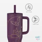 Zak Designs Harry Potter Sutton Travel Tumbler for On the Go, 30oz Stainless Steel with Vacuum Insulation, Silicone Straw, and Carry Handle for Cold Drinks (Hogwarts) - Image 3