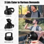 ABOTOCUP Gallon Water Bottle Insulated Keep Cold24H & Hot12H, Large 1 Water Bottle Gallon with Straw Lids&Paracord Handle, 128oz Water Bottle Double Wall Leak-proof BPA Free with Powder Coated - Image 4