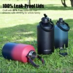 ABOTOCUP Gallon Water Bottle Insulated Keep Cold24H & Hot12H, Large 1 Water Bottle Gallon with Straw Lids&Paracord Handle, 128oz Water Bottle Double Wall Leak-proof BPA Free with Powder Coated - Image 5