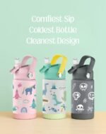 Hippypotamus Kids Water Bottle - Stainless Steel Vacuum Insulated -12 oz - Leak Proof Straw Lid & Soft Spout For Toddlers & Kids - (Pink Unicorn) - Image 3