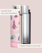 Hippypotamus Kids Water Bottle - Stainless Steel Vacuum Insulated -12 oz - Leak Proof Straw Lid & Soft Spout For Toddlers & Kids - (Pink Unicorn) - Image 5