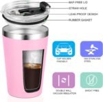 VEGOND 12oz Tumbler Stainless Steel Tumbler bulk Vacuum Insulated Double Wall Travel Tumbler with Lid and Straw Reusable Tumbler, Pink 1 Pack - Image 3