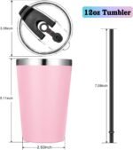 VEGOND 12oz Tumbler Stainless Steel Tumbler bulk Vacuum Insulated Double Wall Travel Tumbler with Lid and Straw Reusable Tumbler, Pink 1 Pack - Image 4