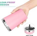 VEGOND 12oz Tumbler Stainless Steel Tumbler bulk Vacuum Insulated Double Wall Travel Tumbler with Lid and Straw Reusable Tumbler, Pink 1 Pack - Image 5