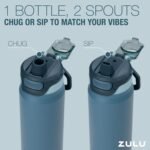 ZULU Powerfill Pro 24oz Stainless Steel Water Bottle with Quick Fill Lid, Triple Walled Vacuum Insulated Metal, Leak Proof Locking Lid, Sip and Chug, Reusable BPA Free, Ash - Image 4