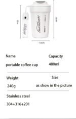 16 oz New 316 Stainless Steel Vacuum Insulated Tumbler - Coffee Travel Mug Spill Proof with Lid - Thermos Cup for Keep Hot/Ice Coffee,Tea and Beer (D) - Image 3