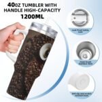 LKWSCGHM 40 oz Stainless Steel Tumbler with Handle and Straw, Coffee bean owl Car Cup Insulated Water Bottle Personalized Ice Bully Cup Hot/Cold Travel Coffee Mug Gifts, Cupholder Friendly - Image 5