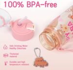 Capybara Water Bottle Kawaii Water Bottle with Straw and Sticker, Portable Leakproof BPA-Free Drinking Bottle for Girls Boys Outdoor Sports, 24 oz (Pink Transparent) - Image 3