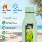 Insulated Metal Water Bottle, 18 oz Stainless Steel Leak-Proof Gym Water Bottle with Lid for Men Women (Green) - Image 3