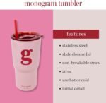 kate spade new york 20 Ounce Insulated Initial Tumbler for Cold and Hot Drinks with Reusable Straw, Stainless Steel Travel Cup with Slide Top Lid (G) - Image 3