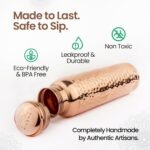Rivera [NEW] Hammered 32oz – 99.92% LAB TESTED Pure Copper water bottle, PTFE & PFOA Free, Leakproof & Joint free, BPA-Free, Eco-Friendly, Non-Toxic, Handcrafted, Detox & Wellness - Hammered - Image 5