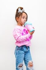 Choco Mocha Rainbow Kids Insulated Stainless Steel Water Bottle With Straw - Spill Proof Double Wall 12 Oz for School, Pink & Green - Image 4