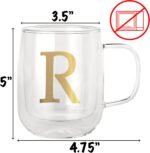 COLLECTIVE HOME - Double Walled Glass Coffee Mugs, Insulated Coffee Mug with Handle, Personalized Gifts for Women, Men, Christmas, 14 oz Monogram Cups (R) - Image 3