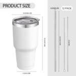 YOUKE OLA 12 Pack Insulated Tumbler Powder Coated Stainless Steel Double Wall Vacuum Travel Coffee Tumbler Cup with Lid and Straw for Laser Engrave DIY Gift 30oz White - Image 3