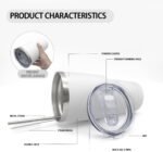 YOUKE OLA 12 Pack Insulated Tumbler Powder Coated Stainless Steel Double Wall Vacuum Travel Coffee Tumbler Cup with Lid and Straw for Laser Engrave DIY Gift 30oz White - Image 4