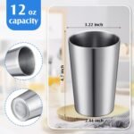 Ziliny 12 Pack Stainless Steel Cups 12oz Double Wall Vacuum Cup Stackable Insulated Metal Tumbler Drinking Glasses for Party Bar Travel Camping Outdoor and Home(Sliver) - Image 3