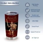 Pastor Appreciation Gifts,Put The Full Armor Of God 20 Oz Insulated Stainless Steel Coffee Tumbler with Lid,Christian Gifts for Christian Believers,Pastors,Men,Father,Christmas,Thanksgiving,1 Pcs - Image 3