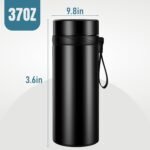 KYZ Insulated Water Bottle with Tea Infuser, 37 oz Wide Mouth Stainless Steel Tumbler, Leak-Proof Travel Water Bottle for Hot & Cold Drinks, Includes Carry Strap for Commuting, Office & Outdoor - Image 4