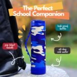 Elemental Iconic Kids Water Bottle with Straw Lid & Stress Reliever Pop It Handle, Leak-Proof When Closed, Triple Insulated Stainless Steel Reusable Thermos Water Bottle, 20oz - Blue Camo - Image 3