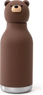 asobu Bestie Bottle Insulated Stainless Steel Water Bottle with Detachable Soft Animal Head Fun Drinking For Kids and Teens with Flexible Reusable Straw 16 Ounce (Brown Bear) - Image 3