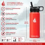 HYDRO CELL Stainless Steel Insulated Water Bottle w/Straw, 2 Lids Metal Vacuum Flask with Modern Leakproof Sport Straw Design (Mandarin 18oz) - Image 4