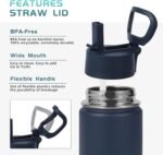 Volhoply 14oz KIds Water Bottle with Straw Lid and Silicone Boot Bulk 2 Pack,Stainless Steel Insulated Cups for Boys & Girls Multipack,Double Wall Vacuum Leakproof Bottles(Assorted,2) - Image 5