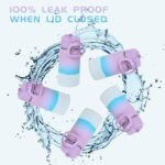 Volhoply 14oz KIds Water Bottle with Straw Lid and Silicone Boot Bulk 2 Pack,Stainless Steel Insulated Cups for Boys & Girls Multipack,Double Wall Vacuum Leakproof Bottles(Assorted,2) - Image 6